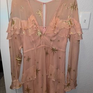 For Love and Lemons Pink and Gold Dress